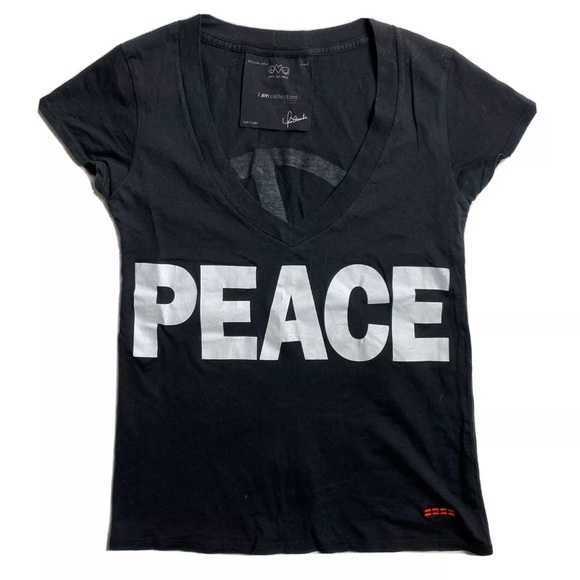 Peace Love World Sign T-Shirt Tee Hippie Festival